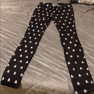 Skull print jeans